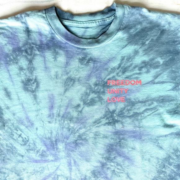 Blue and Purple Tie-Dye Cotton Tee. From the collection: "Freedom-Unity-Love". - Picture 3 of 7